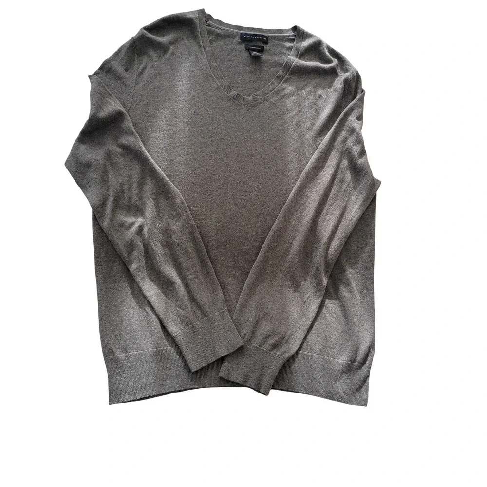 Banana Republic Mens V Nk Sweater Luxury Blend Silk Cotton Cashmere Gray‎ Size L